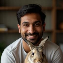 Suresh Patil with his rabbit